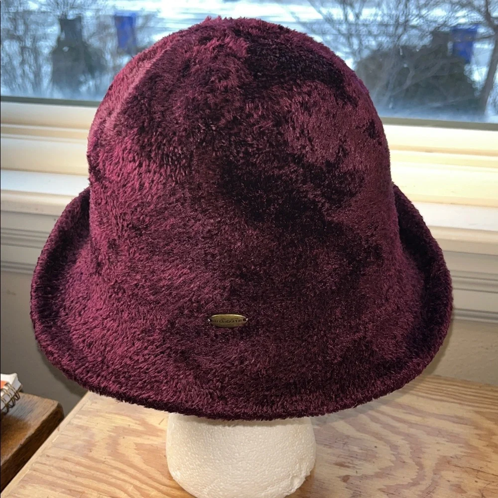 Liz‎ Claiborne Deep Burgundy Purple Women's Velour Bucket Hat